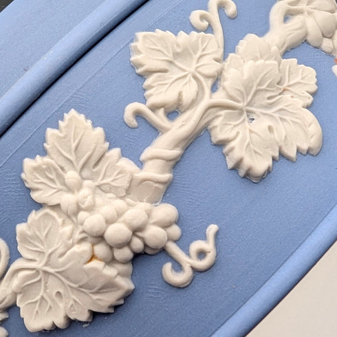 Vintage British Wedgwood Jasperware Round Bonbonniere in Pale Blue